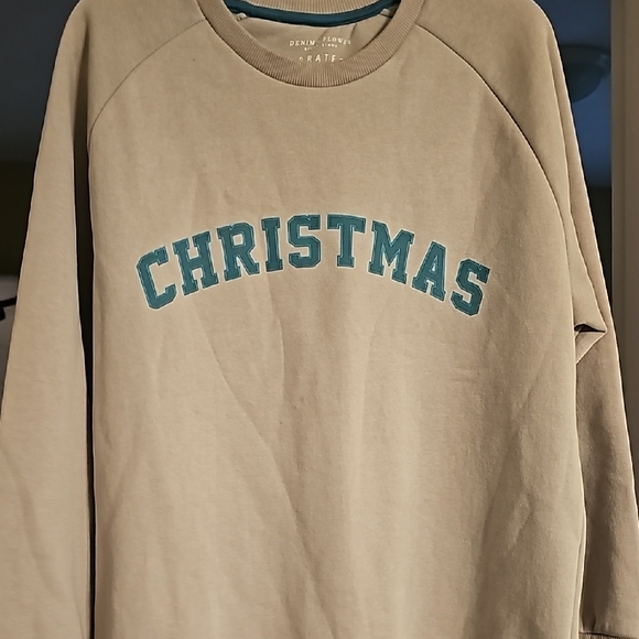 Denim & Flower Beige Christmas Crewneck Sweater, XL - Picture 6 of 13